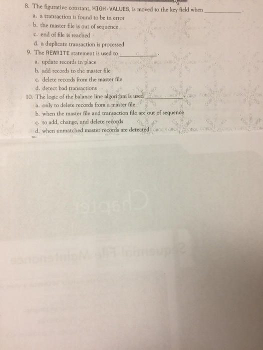 file is updated using data found in a a. new master file.