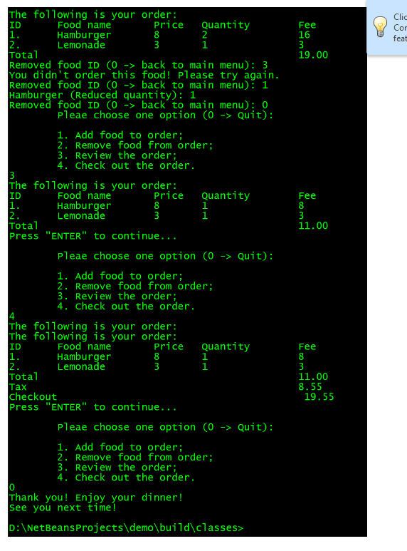 build a little on-line food shop. Try to use methods to complete