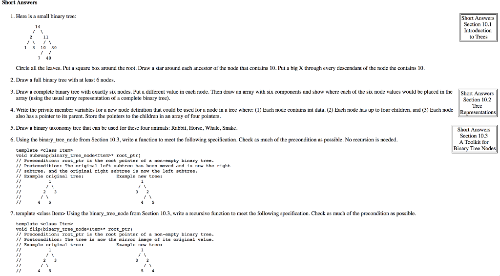  Short Answers 1. Here is a small binary tree: 14 2