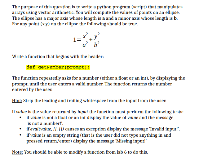  The purpose of this question is to write a python program