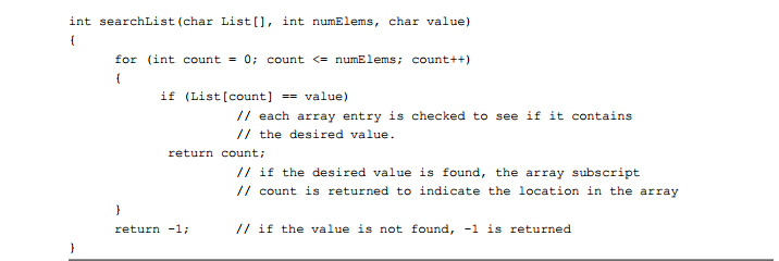 the Linear Search Bring in program linear_search.cpp from the Lab 8 folder.