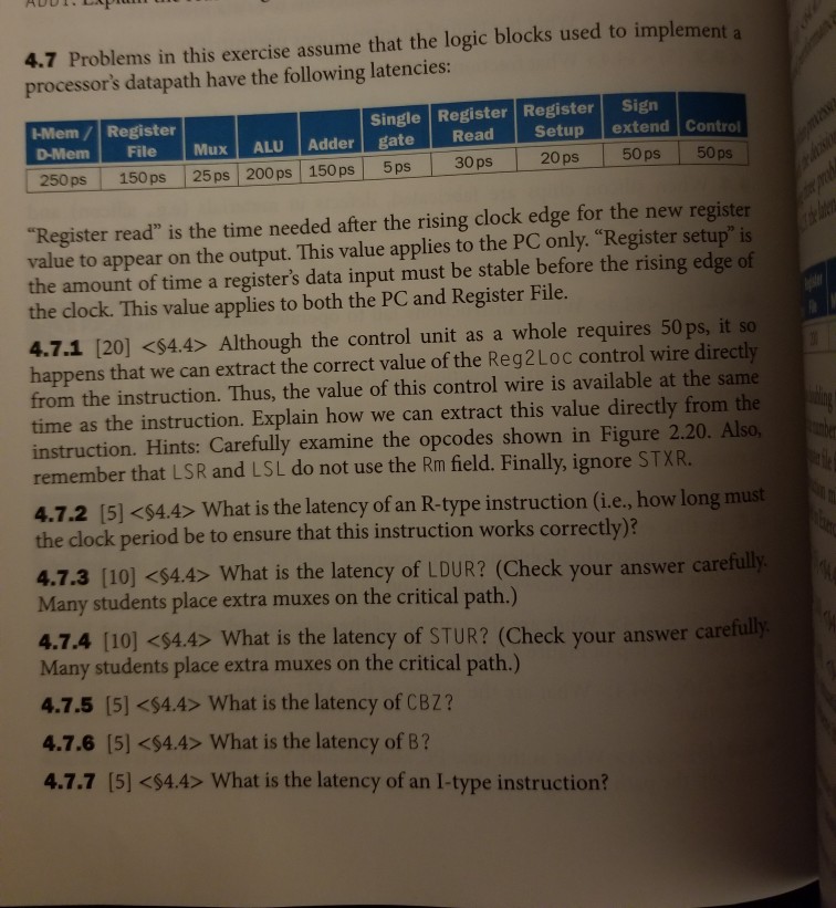4.7 Problems in this exercise assume that the logic blocks used
