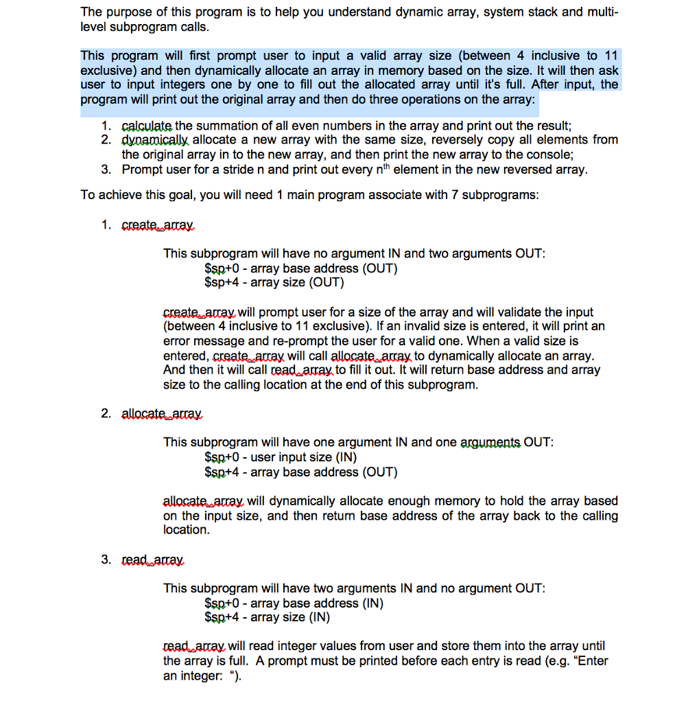 Using MIPS Assembly Language please The purpose of this program is to