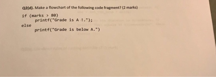  Consider programming Q2(d). Make a flowchart of the following code fragment?