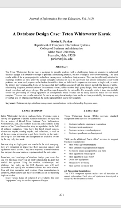  Use Access to Create a Database using the Teton Whitewater Kayak