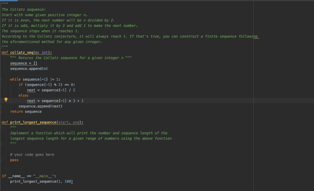 Implement a function which will print the number and sequence length of