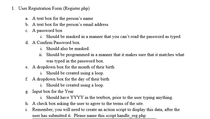 CREATE A REGISTER FORM 1. User Registration Form (Register php) a. b.