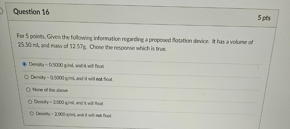  Question 16 5 pts For 5 points, Given the following information