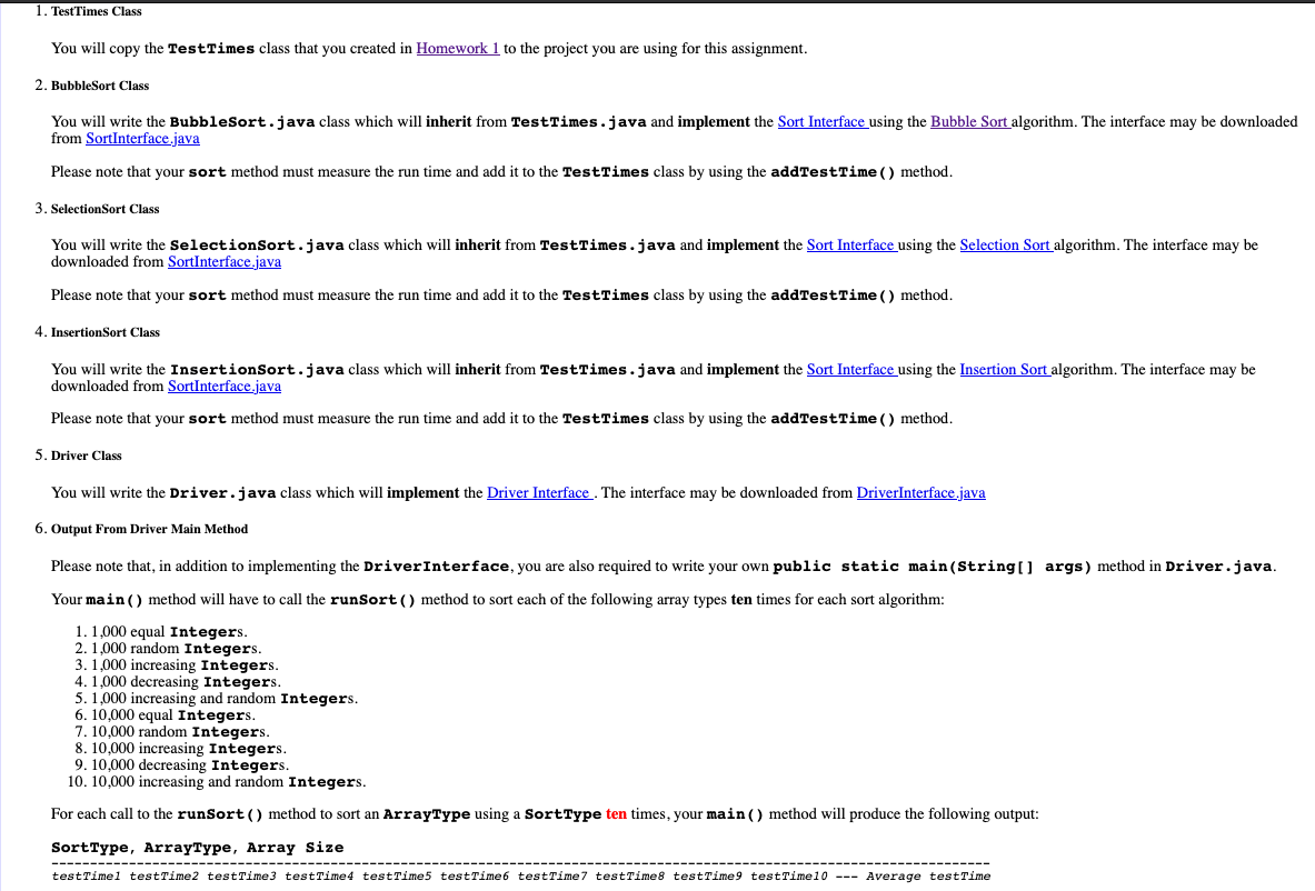 CAN YOU WRITE A DRIVER JAVA CODE FOR PART 5. I WILL