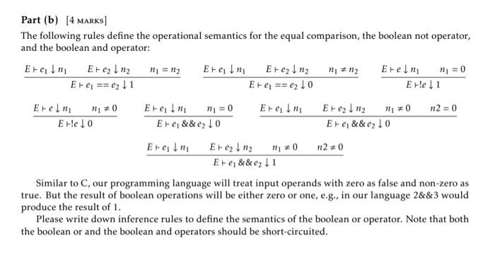 as follows: The language has simple arithmetic operations, equal comparison, and logical