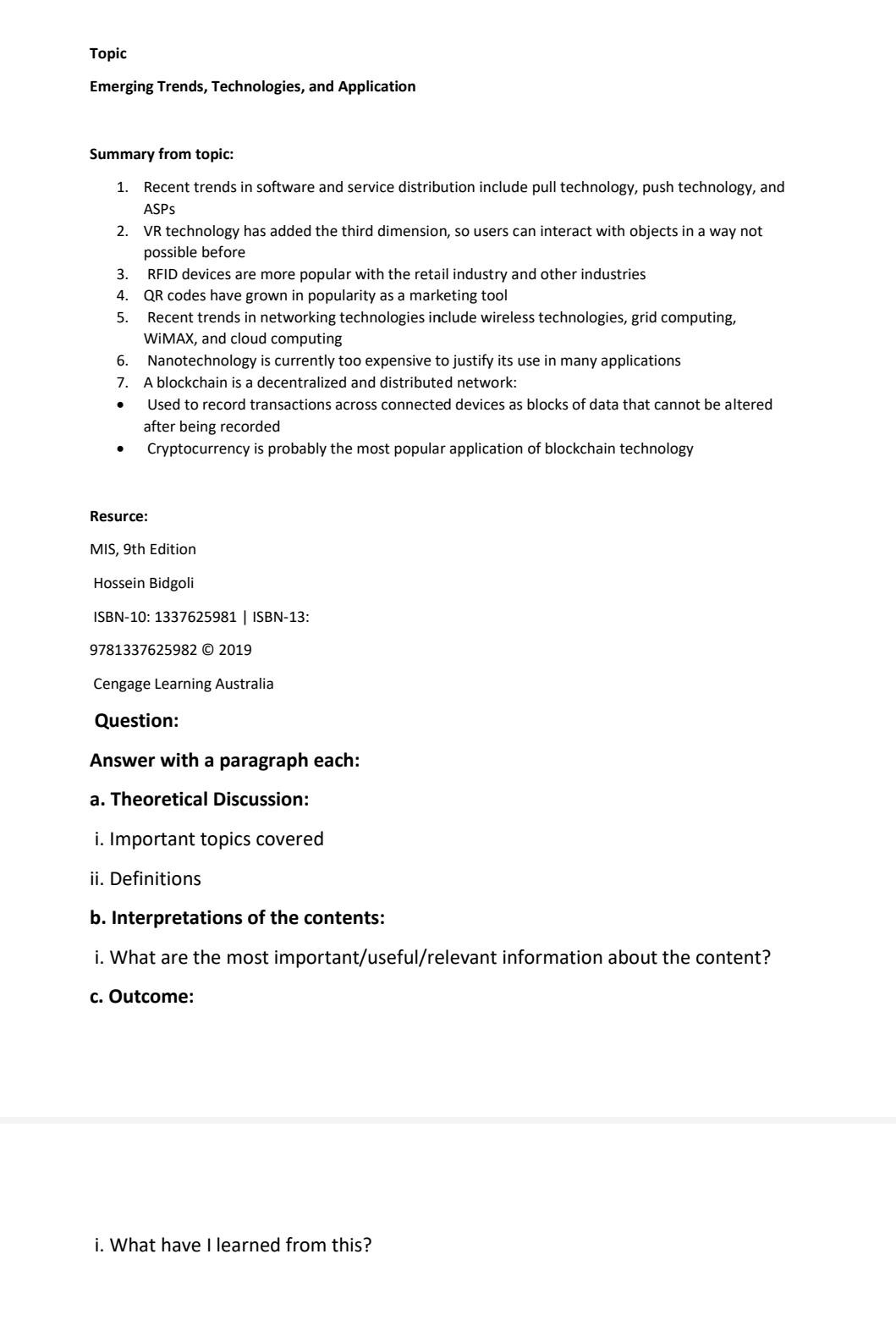 it is chapter 14 the emerging trends , technology and application.