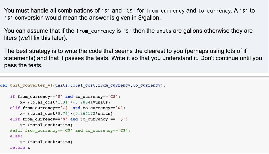 In a previous lesson we created a function named unit_converter that converted