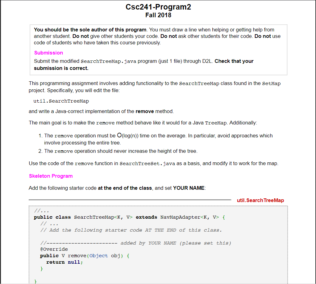 The main goal is to make the remove method behave like it