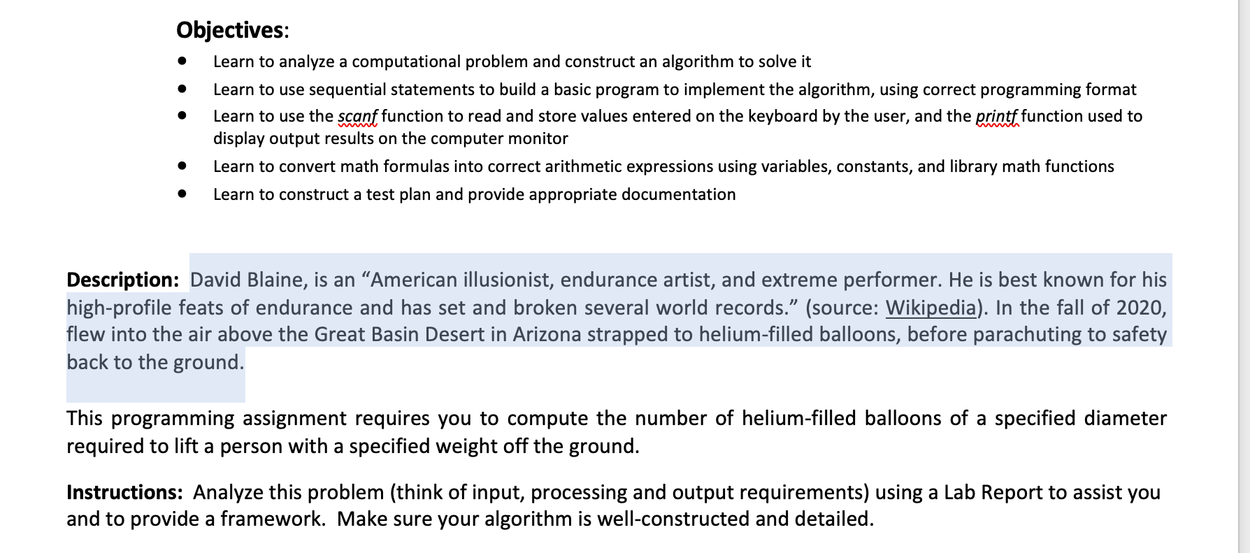  Can you please write it in C language? . Objectives: Learn