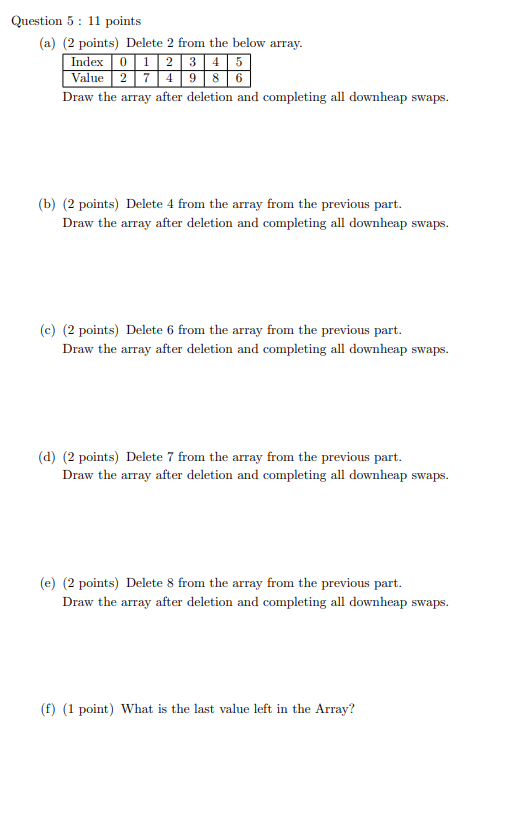 Need help with C++ question please Question 5: 11 points (a) (2