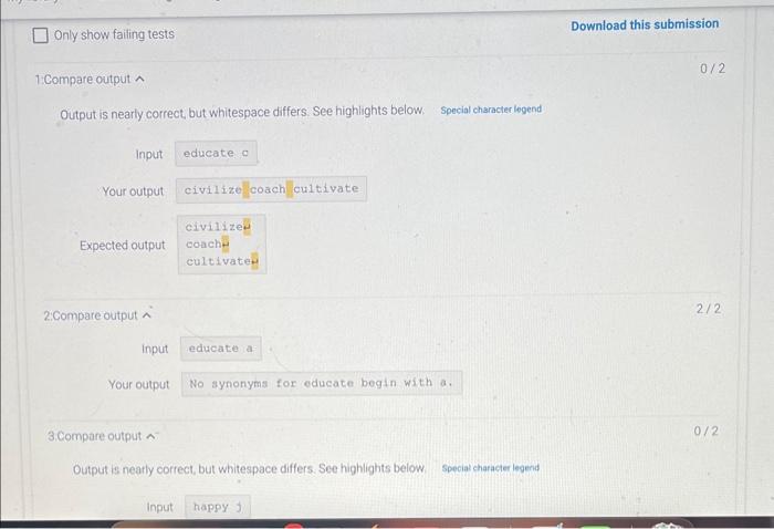 of text files containing symonyms for different words, complete the main program