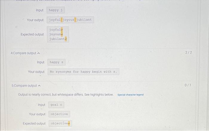 to output the synoryms for a specific word Each text fite contains