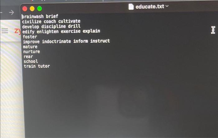 synonyms for the word specified in the files name, and each row