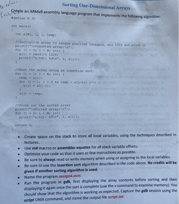 do whatever you can le valus Sorting One-Dimensional Arrays Create an ARMv8
