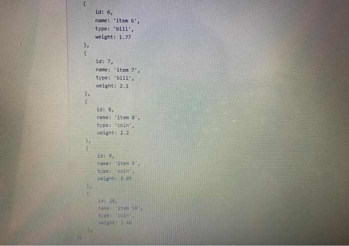 array for all objects that contain a weight property of 2.05. Then