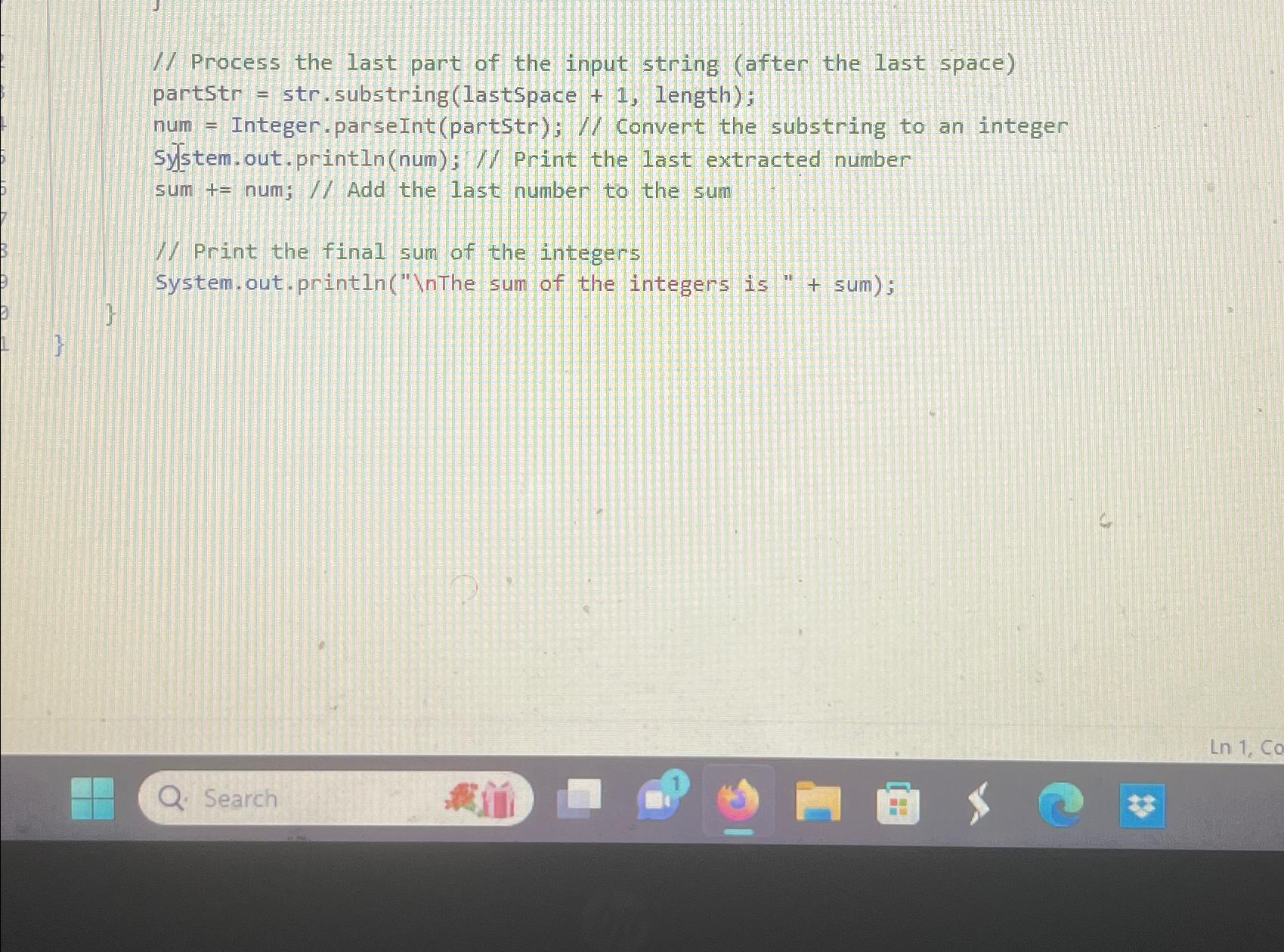  // Process the last part of the input string (after the