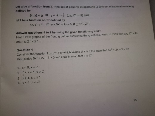 question 4-7 Let g be a function from Z" (the set