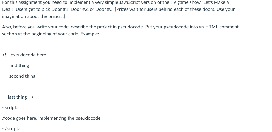  Use JavaScript/HTML (don't use C++) For this assignment you need to