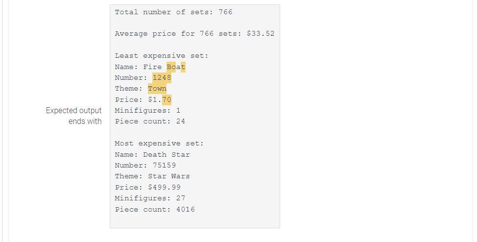 count of all loaded sets A Output differs. See highlights below. \begin{tabular}{r|l}