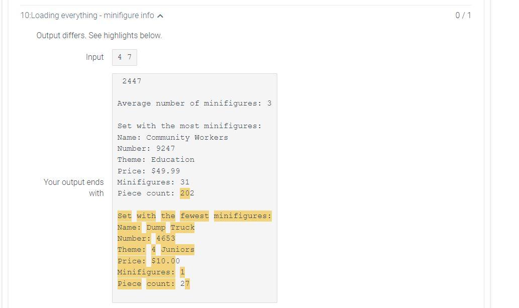 Input 16 Total number of sets: 766 Average price for 766 sets: