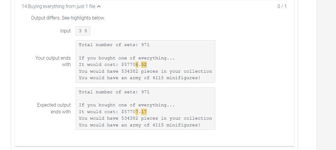 766 sets: $33.52 Least expensive set: Name: Fire Boat Number: 1248 Theme: