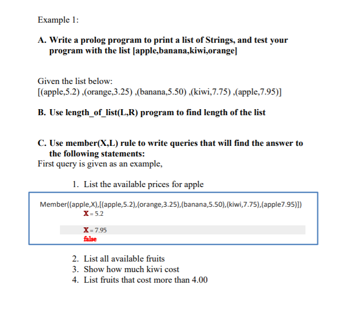 WRITE A SWISH PROGRAM !! Example 1: A. Write a prolog program