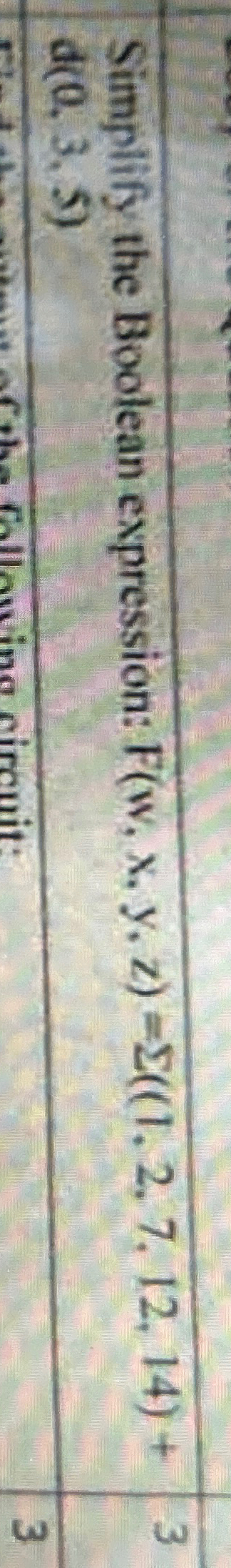  Simplify the Boolean expression: d(0,3,5) 