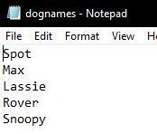 shows the names Sassy and Lucy added. e. Print the contents of