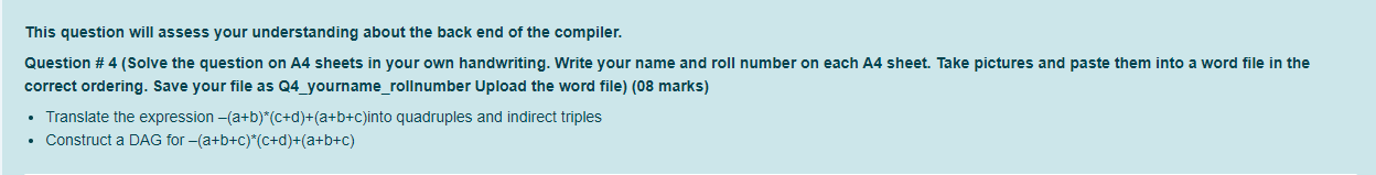 This question will assess your understanding about the back end of