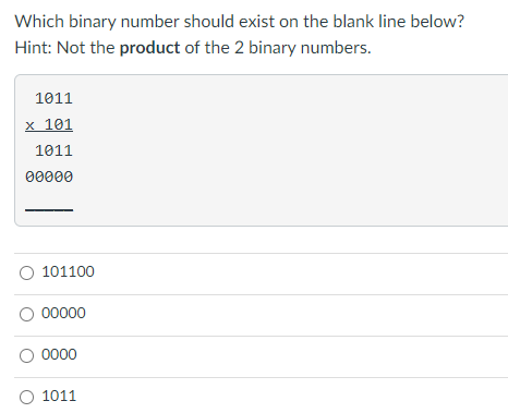  Which binary number should exist on the blank line below? Hint: