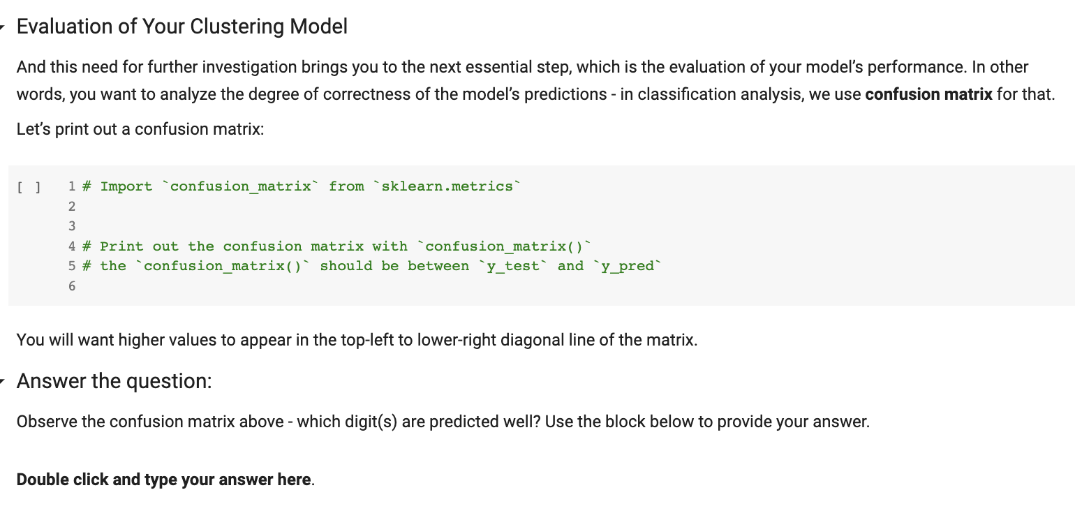 python code for evaluation part thank you Evaluation of Your Clustering