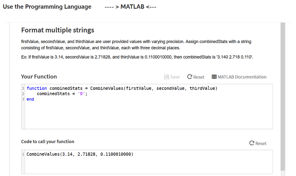 Format multiple strings firstValue, secondValue, and thirdValue are user provided values