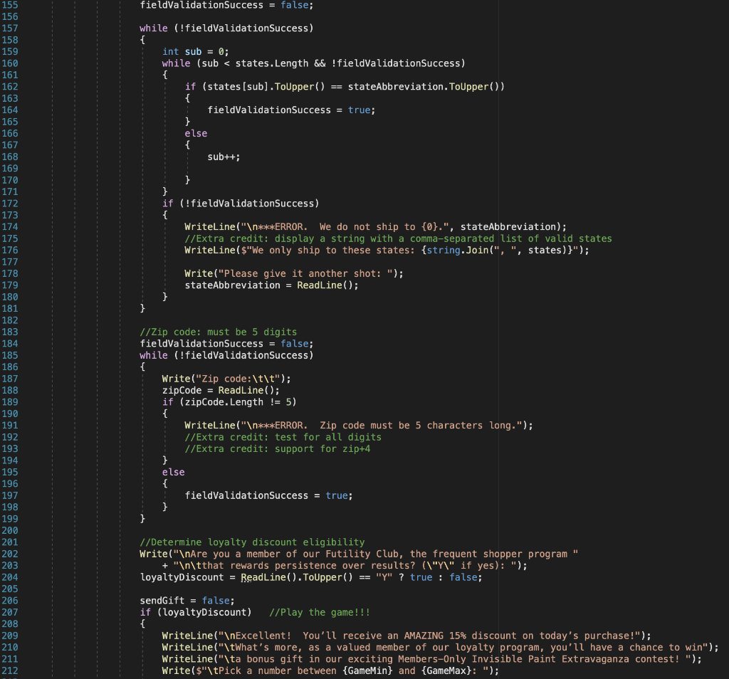 as ACME Anvils Order Taking 3.0 (from Programming Assignment 3). Some important