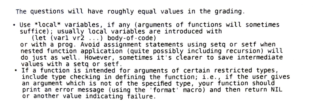 recursive function in the manner (defun permute (input-list) .. .) which outputs