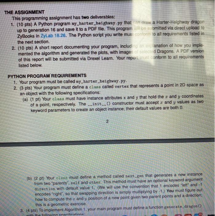 must have instance attributes x and y that hold the x and