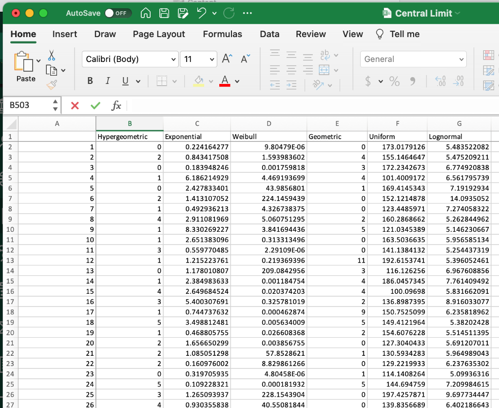  For EACH of the 6 data sets... Randomly (using a Vlookup