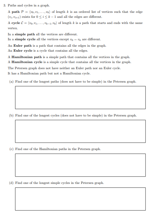 3. Paths and cycles in a graph A path P -(.