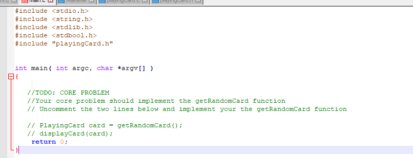 card. The code should randomly display a playing card from the deck.