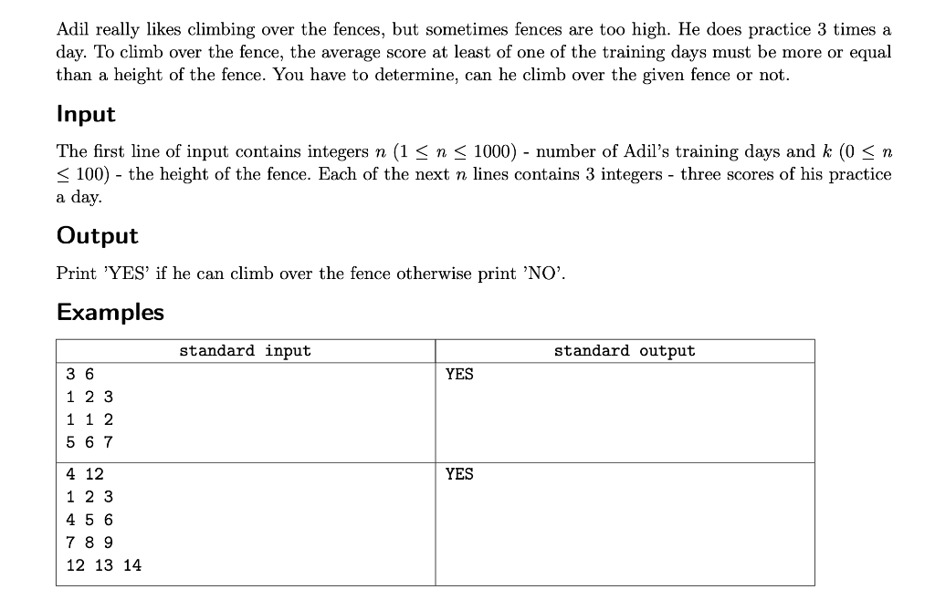 in python Adil really likes climbing over the fences, but sometimes fences