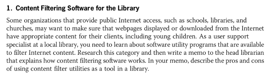  Content Filtering Software for the Library Some organizations that provide public