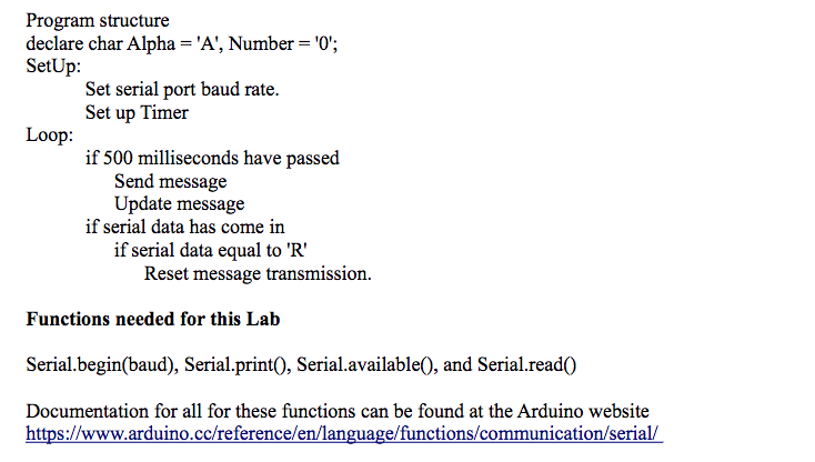lab write-up, setting the baud rate to 9600 baud (BPS)---- In this
