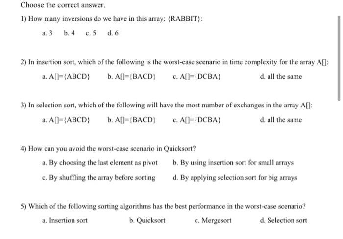  Choose the correct answer. 1) How many inversions do we have