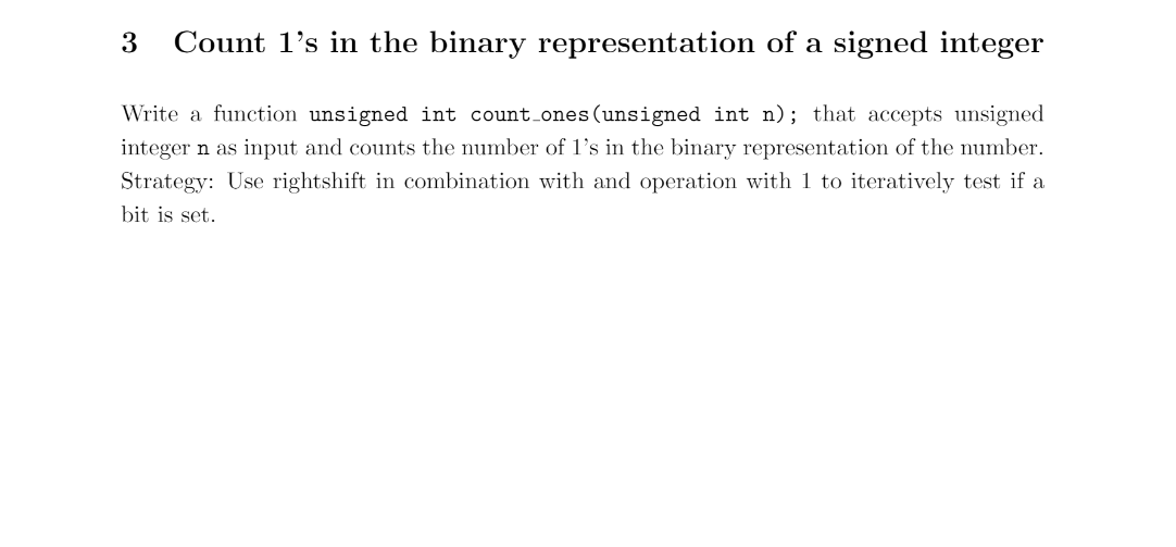 This is written in C. 3 Count l's in the binary