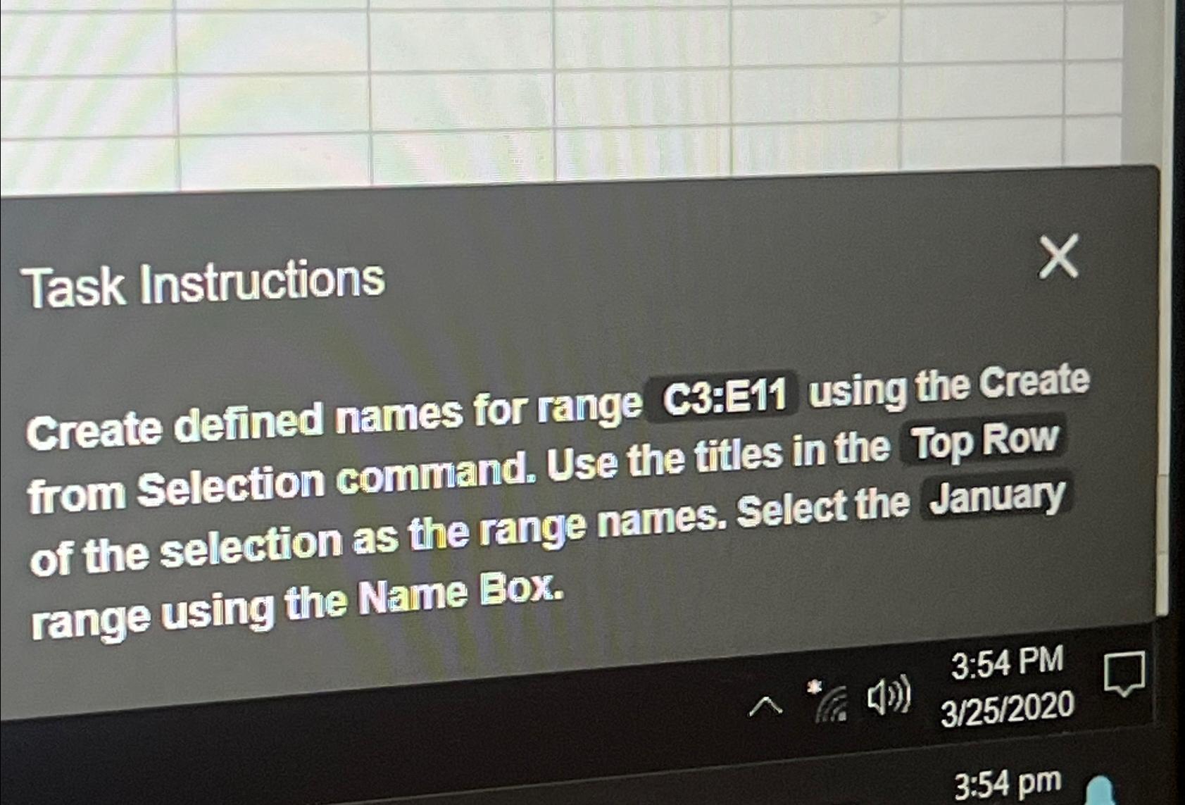  Task Instructions Create defined names for range C3:E11 using the Create