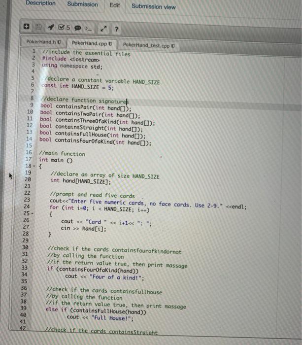  This is my code in C++ for a pokergame assignment. the